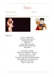 English Worksheet: Popping blank- Hero 