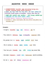 English Worksheet: Adjective word order