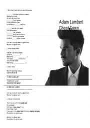 English Worksheet: Adam Lambert - Ghost Twon