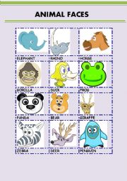 English Worksheet: ANIMAL FACES 2