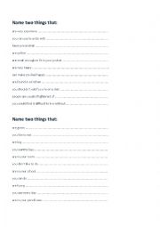 English Worksheet: Name two things that
