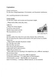 English Worksheet: Explaining present continuous and present simple