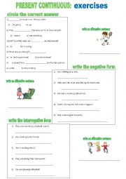 English Worksheet: Present Continuous exercises