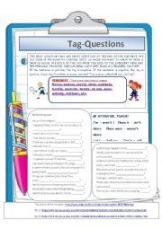 English Worksheet: TAG-QUESTIONS
