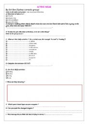 English Worksheet: Active wear