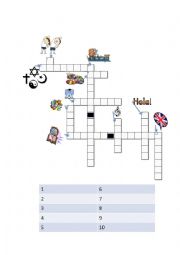 crossword about school subjects without key