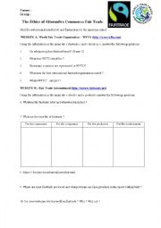 English Worksheet: Fair Trade Webquest