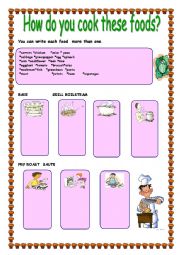 English Worksheet: COOKING STYLE