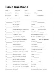 English Worksheet: Basic Questions