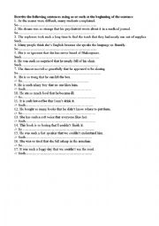 English Worksheet: inversion with so and such