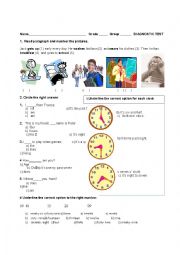 English Worksheet: Diagnostic Test 7th grade