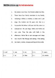 English Worksheet: Proofreading (My Self-introduction)