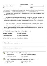 English Worksheet: comprehension