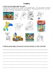 English Worksheet: hobbies with the simpsons