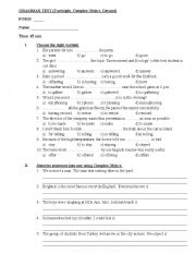 English Worksheet: GRAMMAR TEST (Participle, Complex Object, Gerund) 