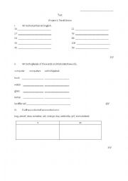 English Worksheet: Test Project 1 Third Edition