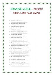 English Worksheet: PASSIVE VOICE