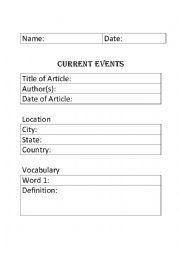 Current Events Template -Large Print