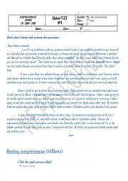 English Worksheet: End of term test n1 for second level graders in Tunisia
