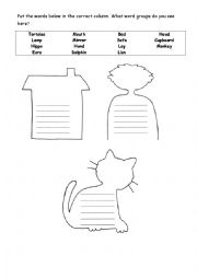 English Worksheet: Word groups (body, animals, house)