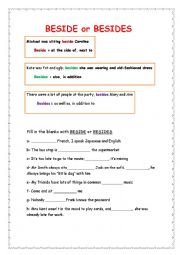 English Worksheet: besides or beside