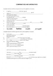 English Worksheet: Comparatives and Superlatives