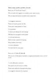 English Worksheet: few, much, many, little