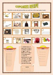 English Worksheet: Cupcakes Recipe