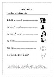 English Worksheet: Basic english 1