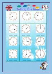 English Worksheet: telling the time