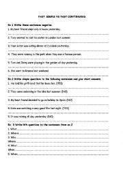 English Worksheet: Past Simple vs Past Continuous