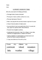 English Worksheet: Geography terms