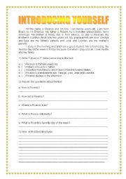 English Worksheet: Introducing Yourself