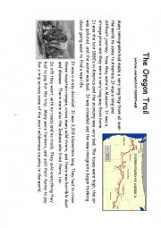English Worksheet: Oregon Trail Reading and Video