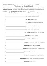 English Worksheet: Present Perfect Class Activity 