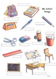 English Worksheet: School Objects