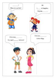 English Worksheet: Where do you live?