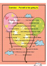 English Worksheet: will or going to
