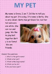 English Worksheet: My Pet