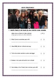 English Worksheet: MILEY CYRUSFAMILY