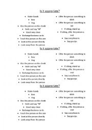 English Worksheet: Are those greetings appropriate?