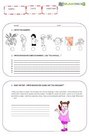 English Worksheet: Health and habits