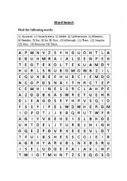 English Worksheet: Linking words... Word search