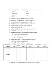 English Worksheet: Fruit and veggies project, Grocery Store Treasure Hunt