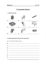 English Worksheet: Classroom objects