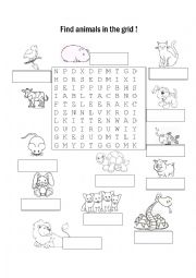 English Worksheet: Animal wordsearch