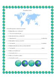 English Worksheet: Around The World Worksheet
