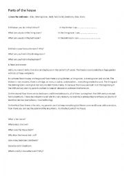English Worksheet: parts of the house