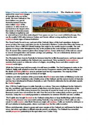 English Worksheet: Australia, Outback and Tourist destinations