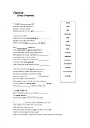 Song Fast Car Tracy Chapman Get Esl Worksheet By Ligiaberenguer